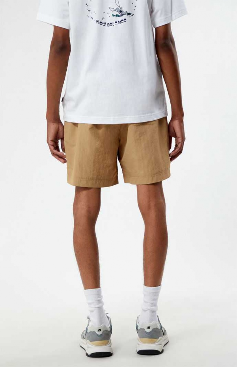 TAN PacSun Tan Nylon Collegiate 6.5" Swim Trunks | TXCVSOH-61