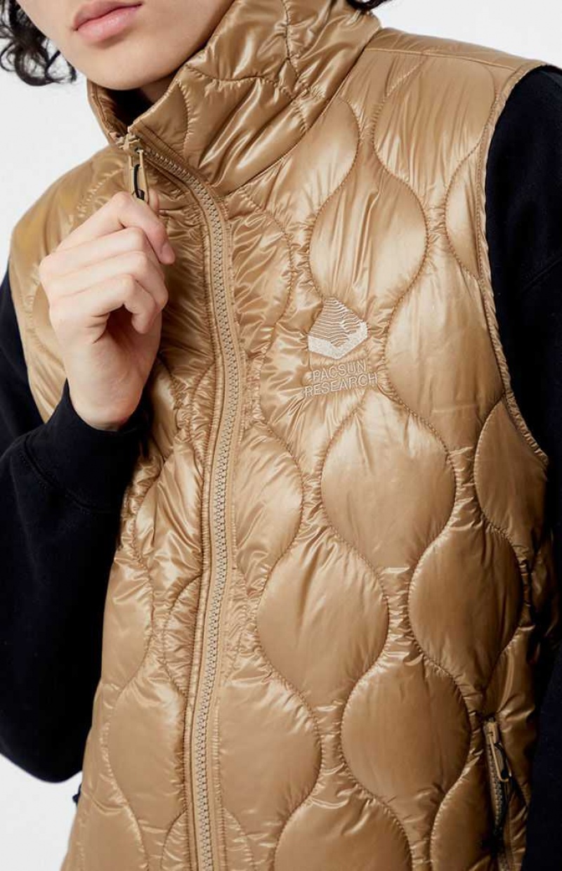 TAN PacSun Tan Quilted Vest | BVTPKID-76