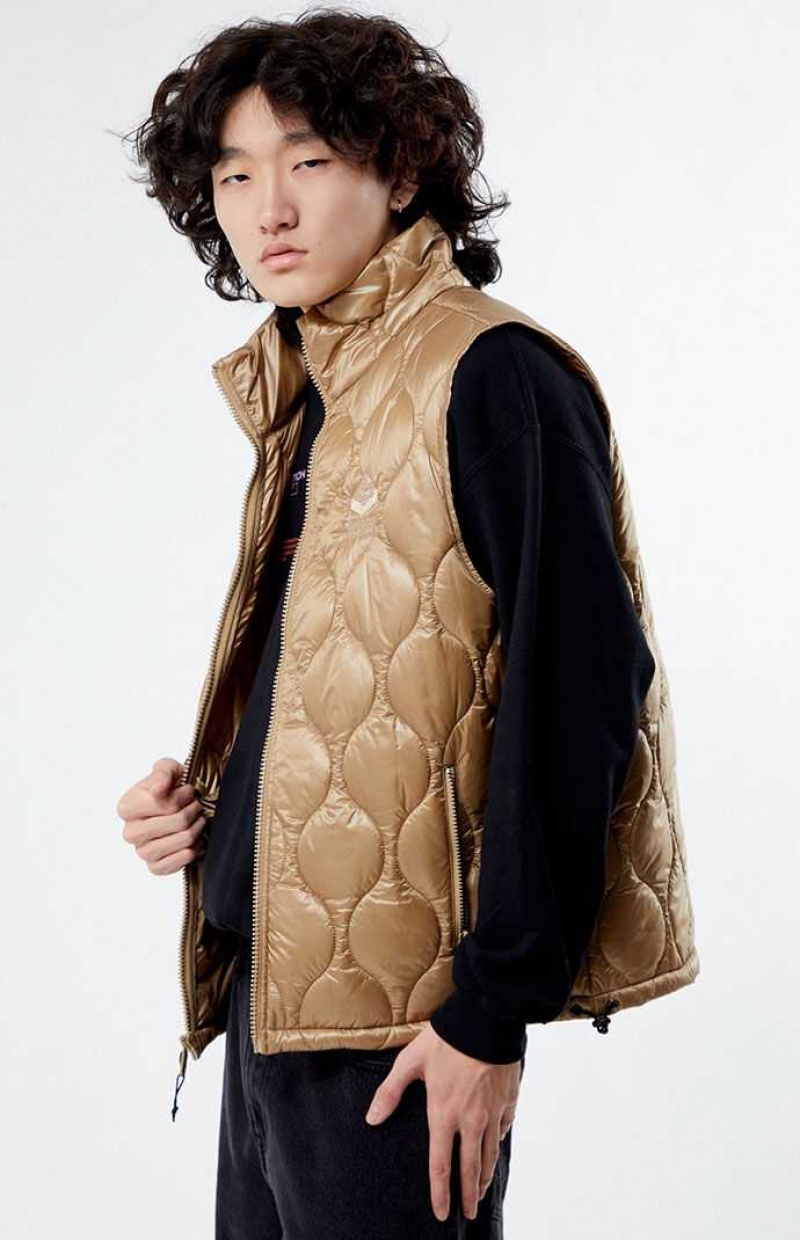 TAN PacSun Tan Quilted Vest | BVTPKID-76