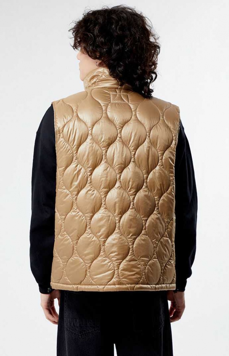 TAN PacSun Tan Quilted Vest | BVTPKID-76