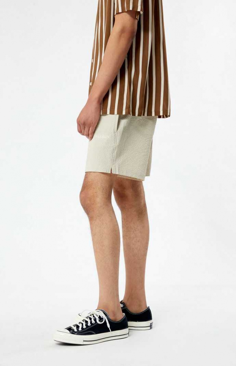 TAN PacSun Tan Sail Seersucker 4.5" Swim Trunks | YENUJVO-37