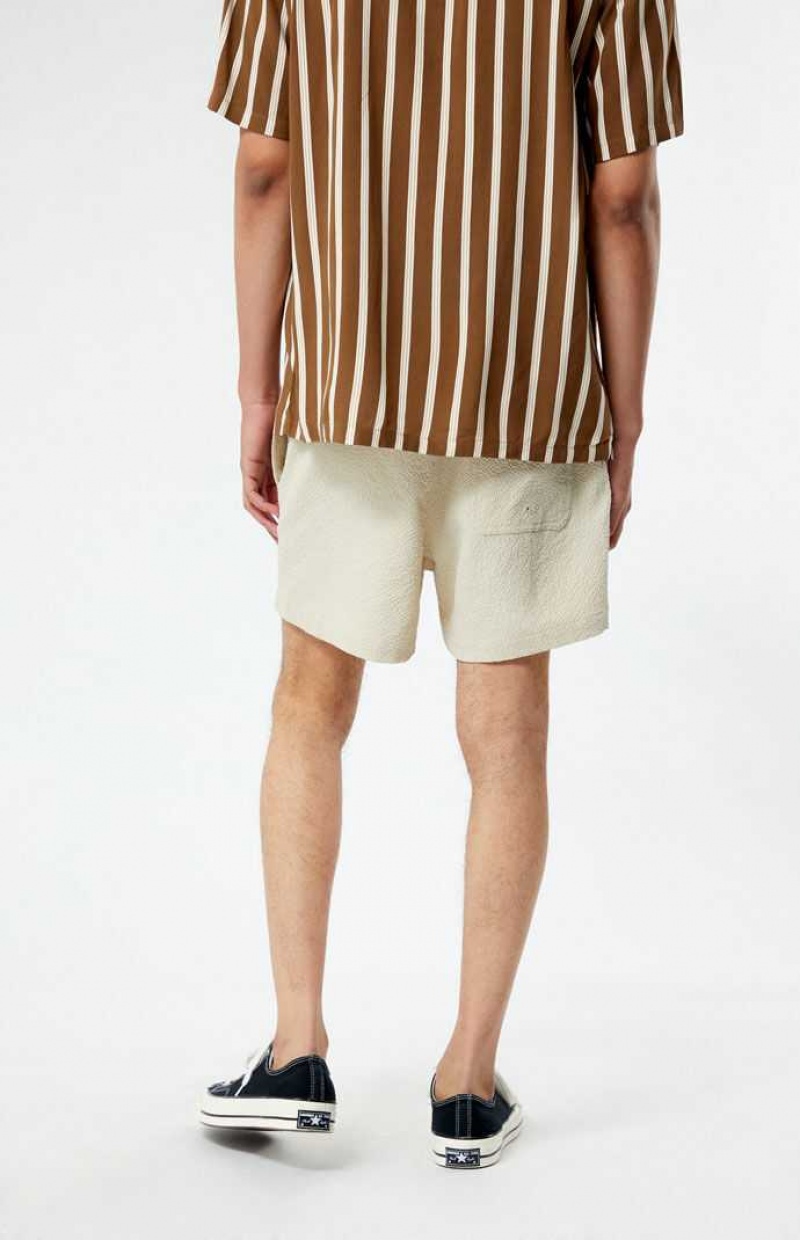 TAN PacSun Tan Sail Seersucker 4.5" Swim Trunks | YENUJVO-37