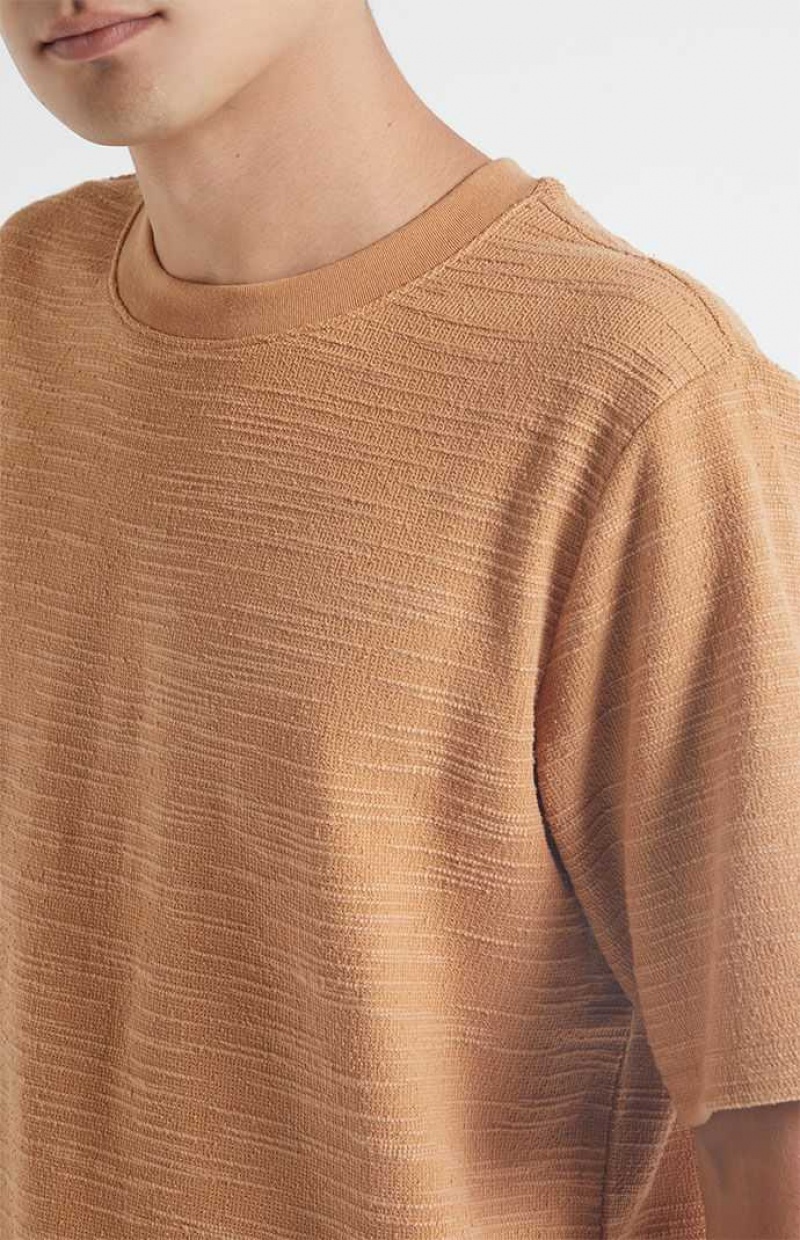 TAN PacSun Tan Scout Texture T-Shirt | QLZXPNF-50