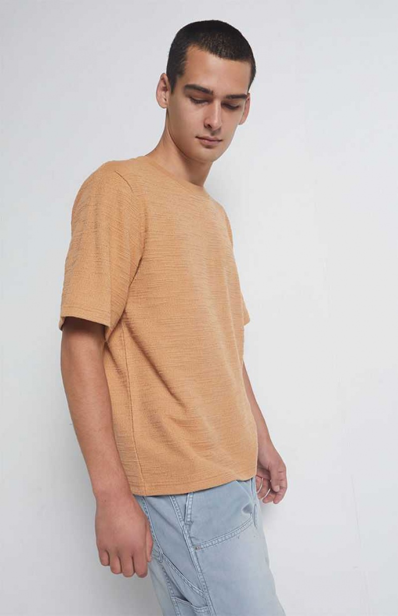 TAN PacSun Tan Scout Texture T-Shirt | QLZXPNF-50