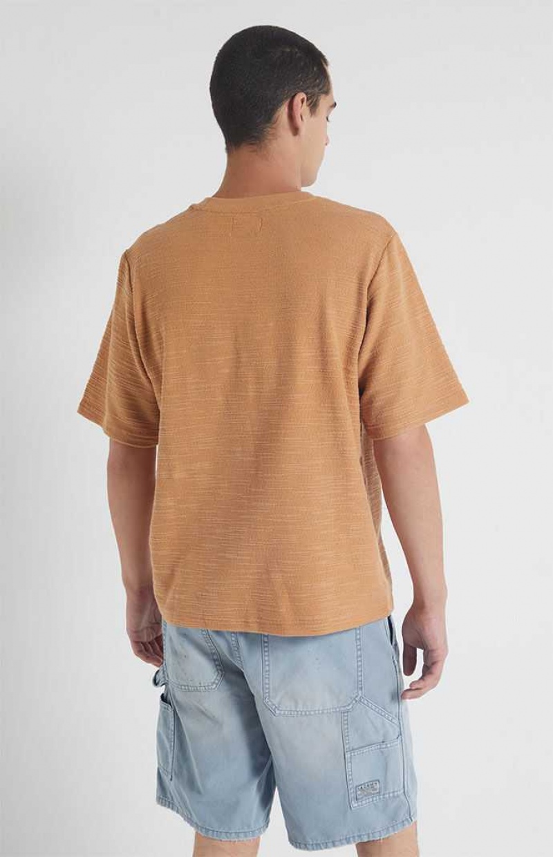 TAN PacSun Tan Scout Texture T-Shirt | QLZXPNF-50