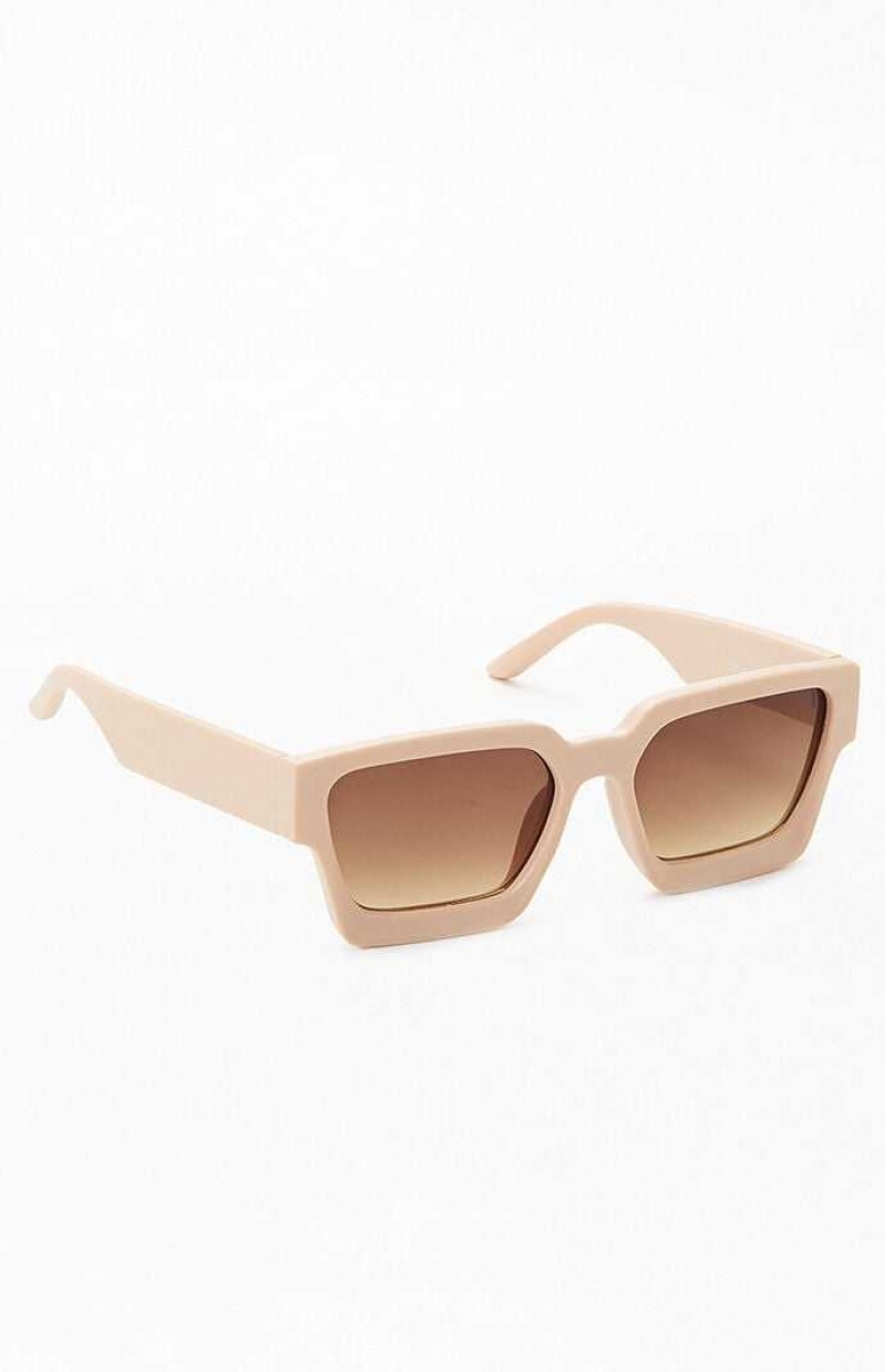 TAN PacSun Tan Square Frame Sunglasses | ROVZCEK-79