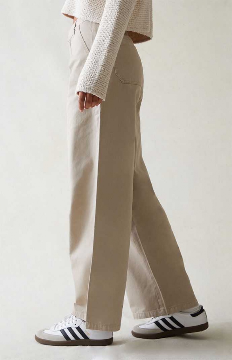 TAN PacSun Tan Wide Leg Trousers | ELWKTGA-03