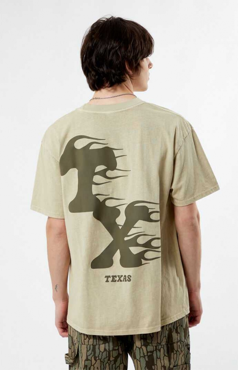 TAN PacSun Texas On Fire T-Shirt | YCLJVOH-48