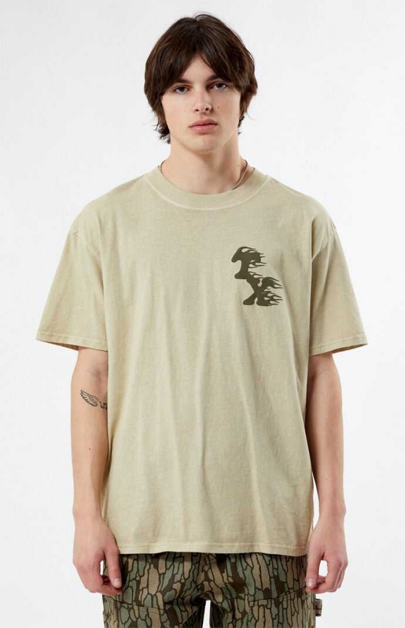 TAN PacSun Texas On Fire T-Shirt | YCLJVOH-48