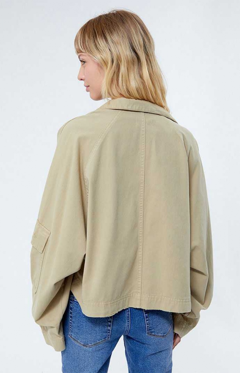 TAN PacSun Twill Cargo Jacket | MWZQVGP-79