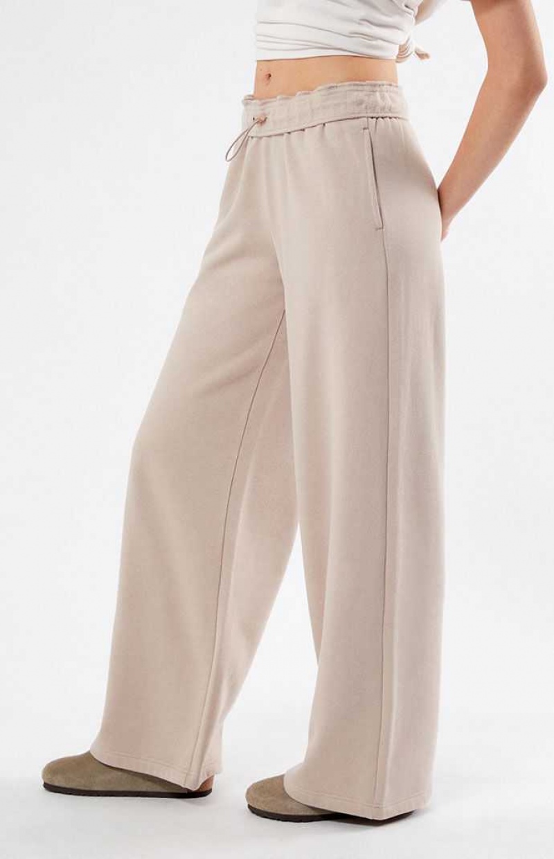 TAUPE PacSun Pacific Sunwear Crest Bungee Flare Sweatpants | YQZCUOK-57