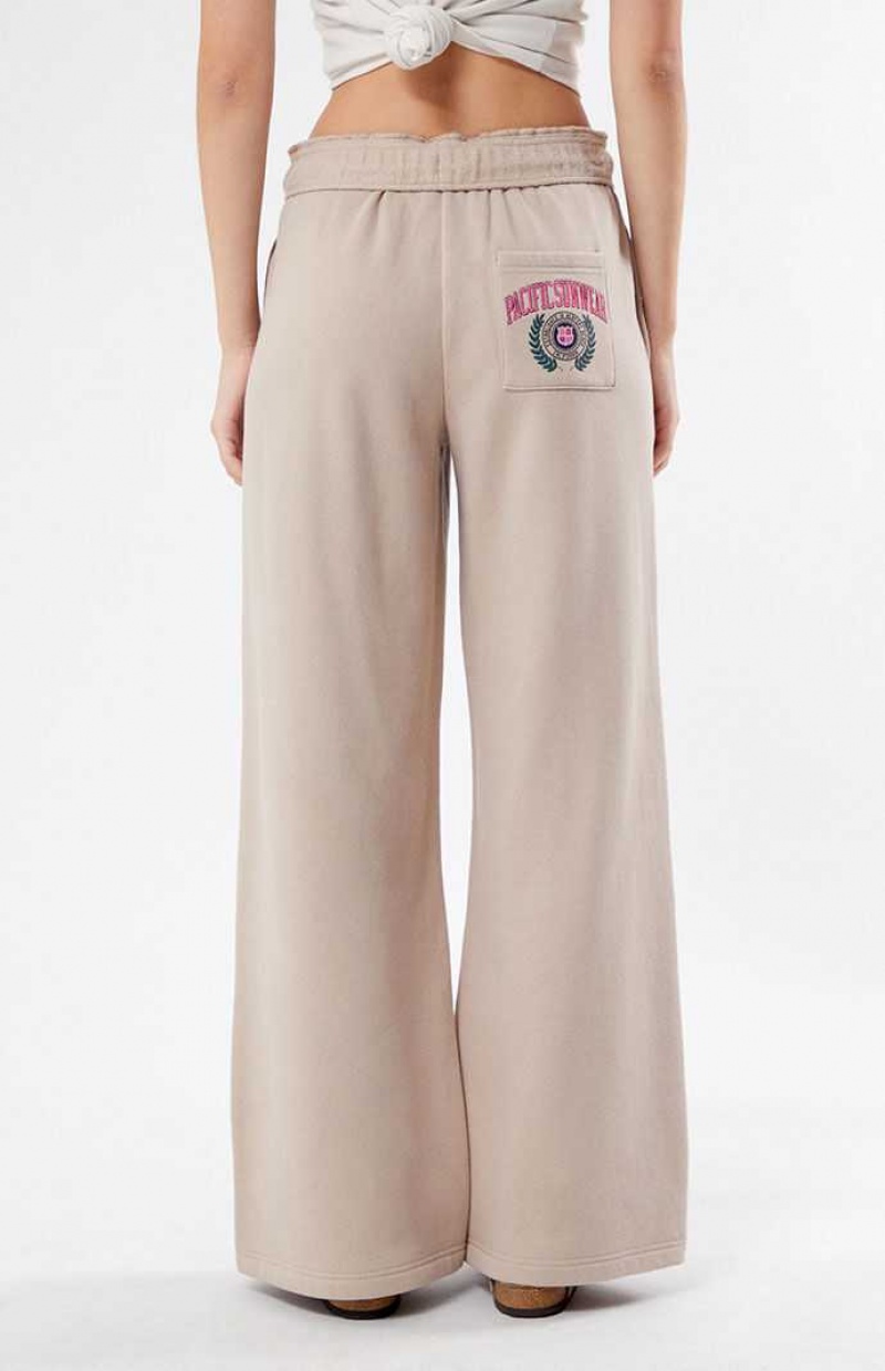 TAUPE PacSun Pacific Sunwear Crest Bungee Flare Sweatpants | YQZCUOK-57