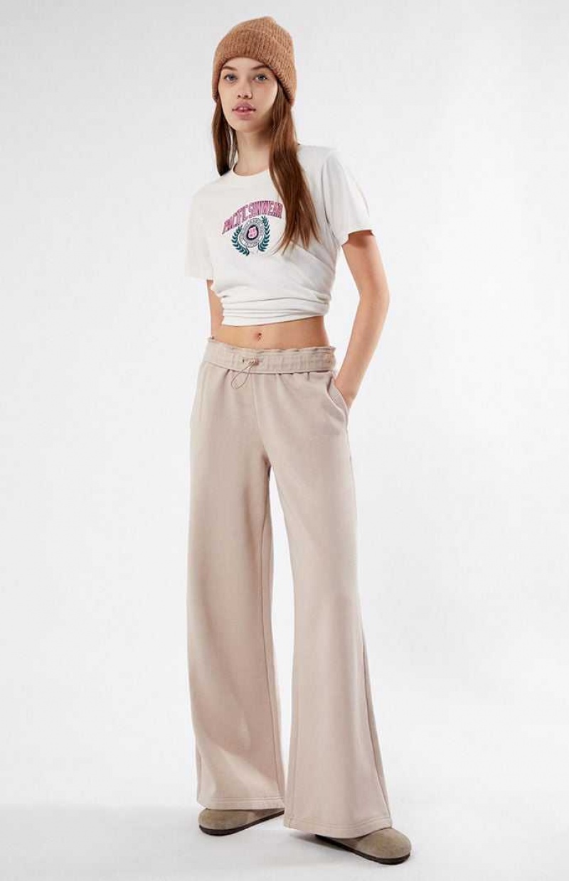 TAUPE PacSun Pacific Sunwear Crest Bungee Flare Sweatpants | YQZCUOK-57