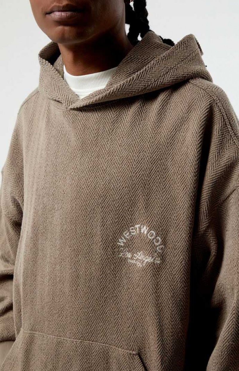 TAUPE PacSun Westwood Herringbone Hoodie | HBMYKZQ-21