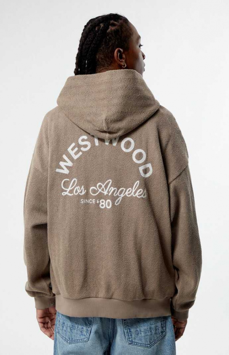 TAUPE PacSun Westwood Herringbone Hoodie | HBMYKZQ-21