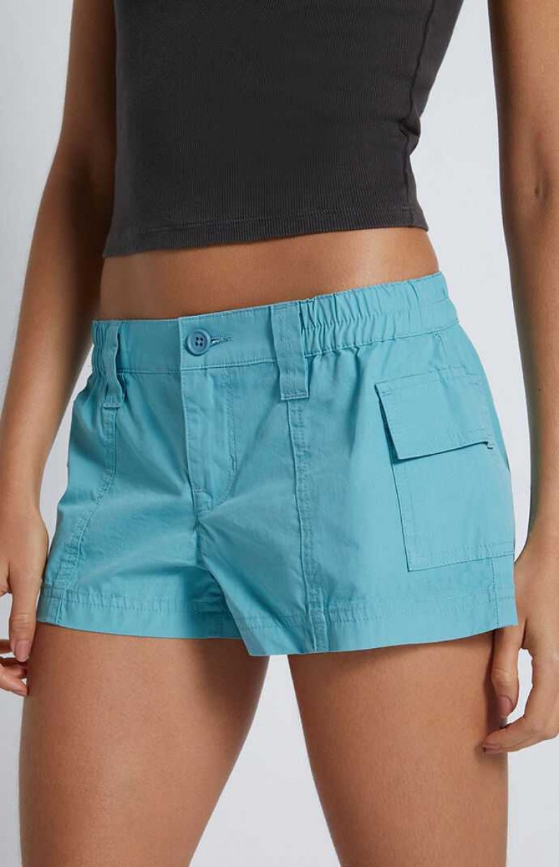 TEAL PacSun Teal Low Rise Elastic Waist Cargo Shorts | LJZCOTU-83