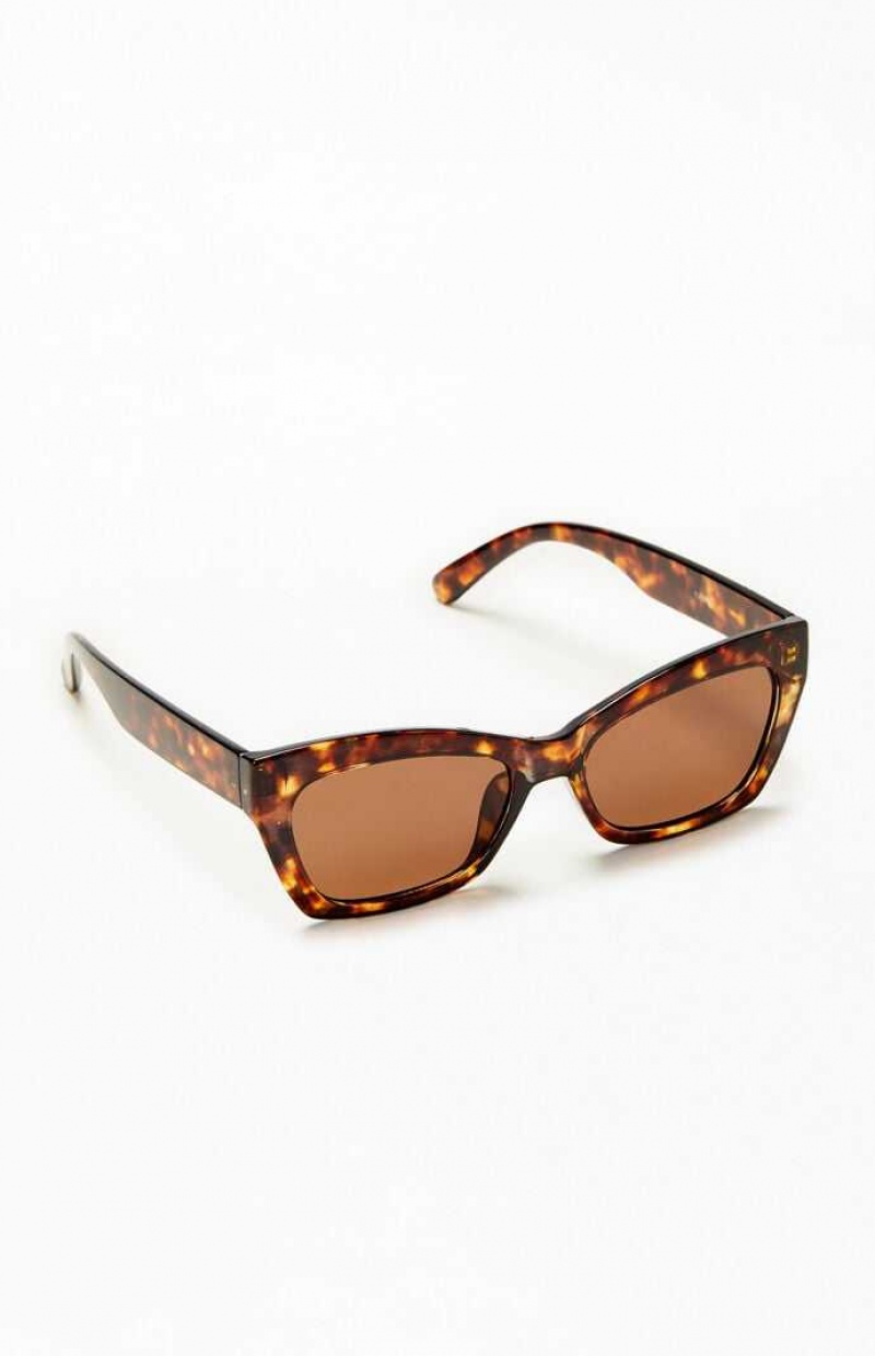 TORTOISE PacSun Square Cat Eye Sunglasses | HRMZVQK-32