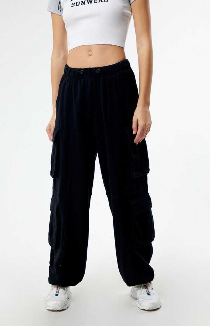 WASHED BLACK PacSun Around Town Cargo Sweatpants | PBKVJAS-94