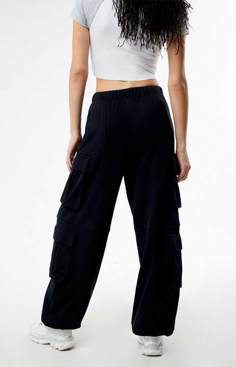 WASHED BLACK PacSun Around Town Cargo Sweatpants | PBKVJAS-94