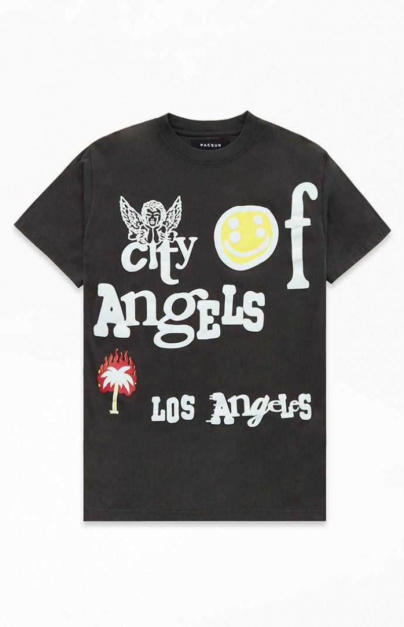 WASHED BLACK PacSun City of Angels LA T-Shirt | PQHKCRW-93