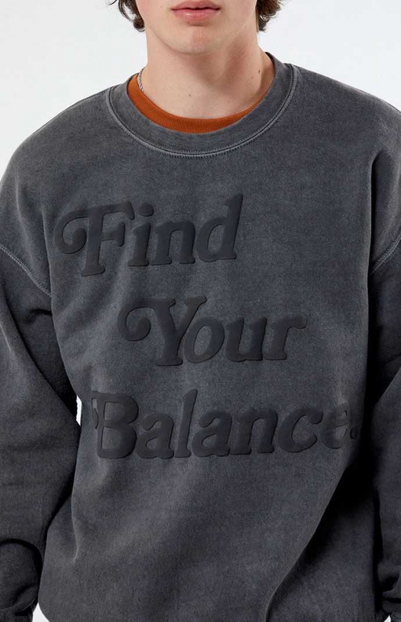 WASHED BLACK PacSun Find Your Balance Vintage Crew Neck Sweatshirt | MSGJDQE-82