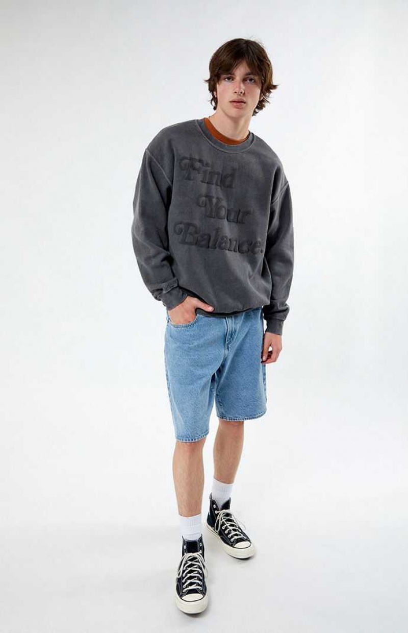 WASHED BLACK PacSun Find Your Balance Vintage Crew Neck Sweatshirt | MSGJDQE-82