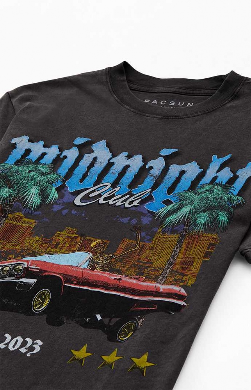 WASHED BLACK PacSun Midnight Club Oversized T-Shirt | HDVUWYK-04