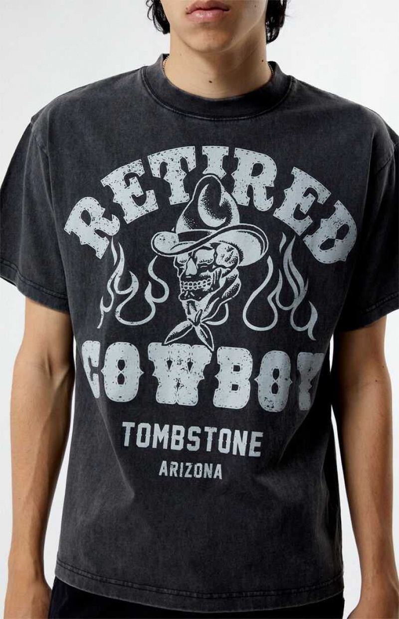 WASHED BLACK PacSun Retired Cowboy Vintage T-Shirt | ZNLXSID-59