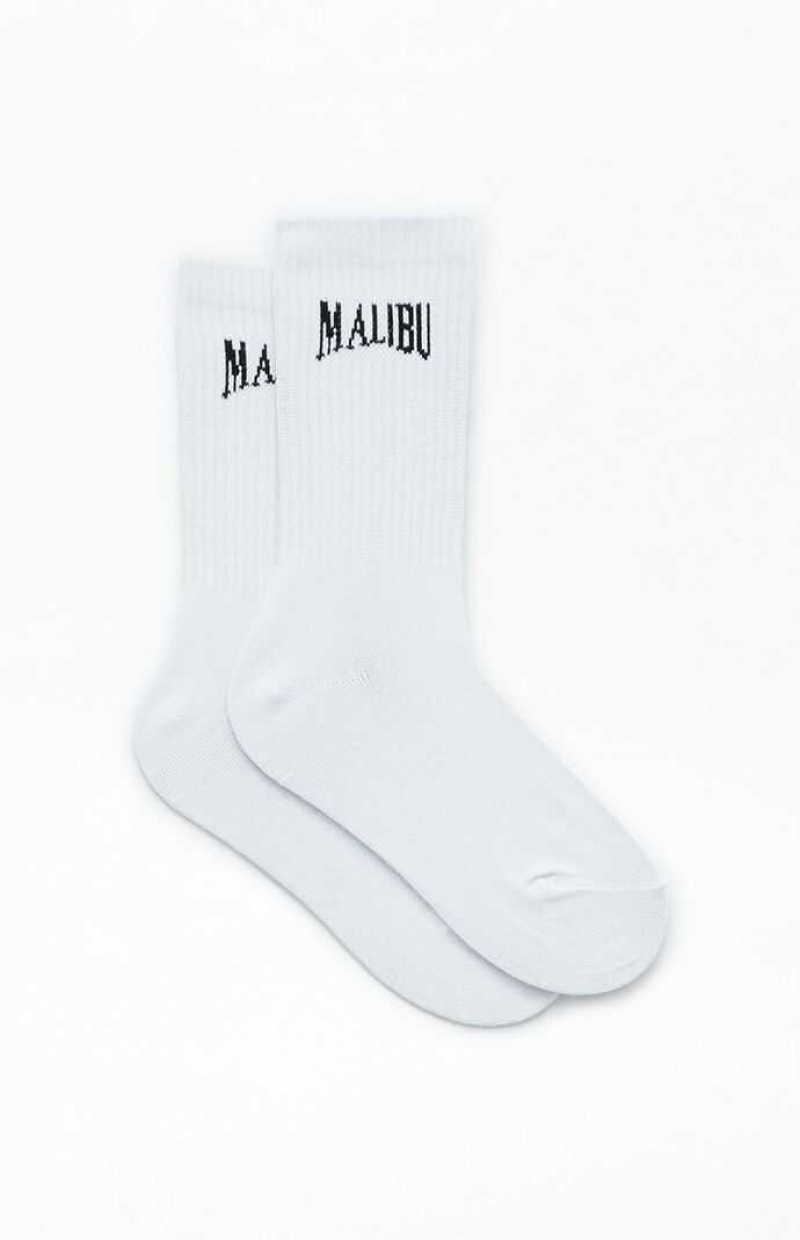 WHITE/BLACK PacSun Malibu Destination Crew Socks | WSXRTJA-24