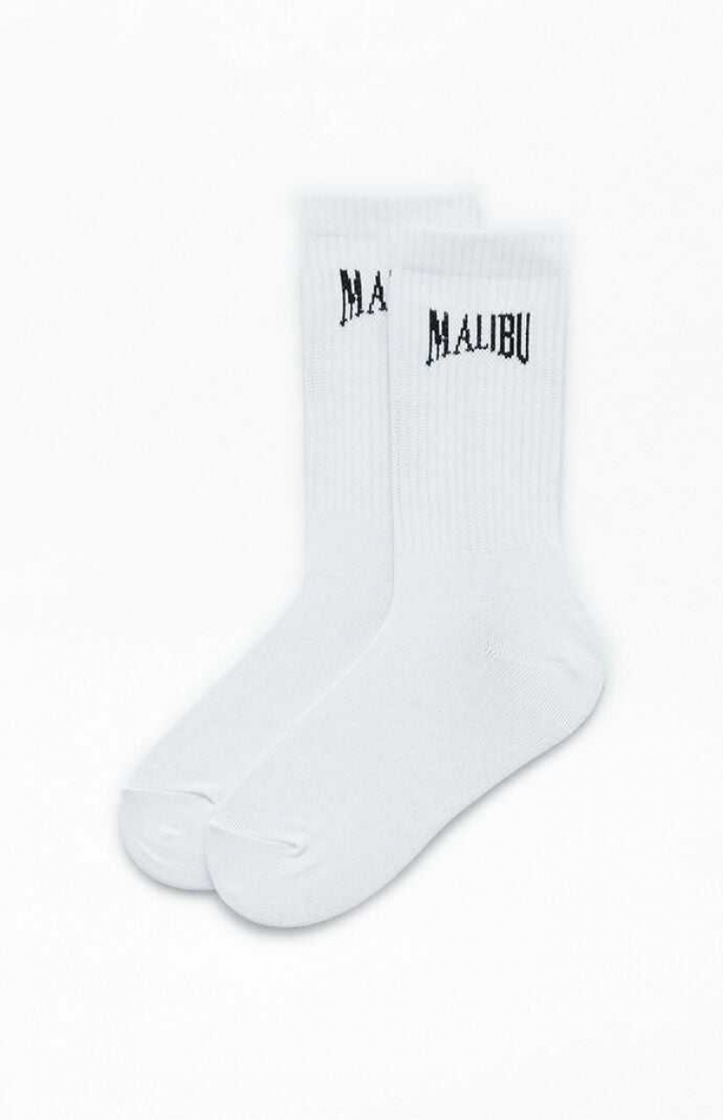 WHITE/BLACK PacSun Malibu Destination Crew Socks | WSXRTJA-24