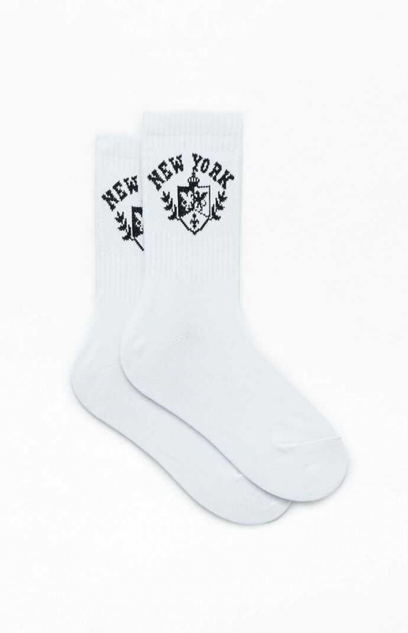 WHITE/BLACK PacSun New York Destination Crew Socks | UQXMDJA-94