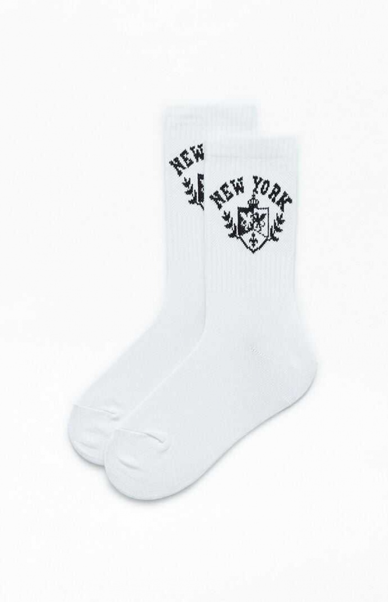 WHITE/BLACK PacSun New York Destination Crew Socks | UQXMDJA-94