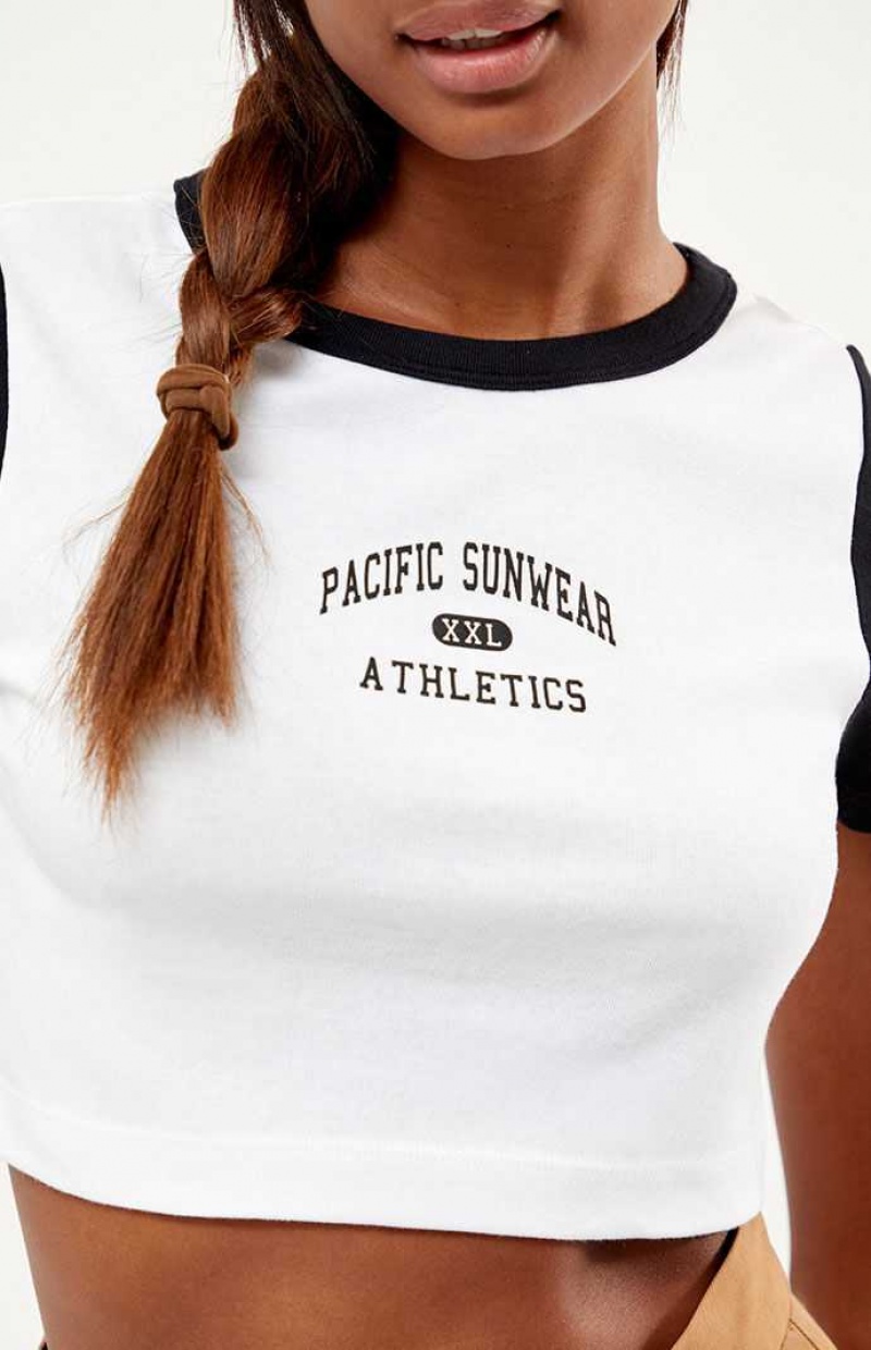 WHITE/BLACK PacSun Pacific Sunwear Athletics Contrast T-Shirt | UCAOFGY-08