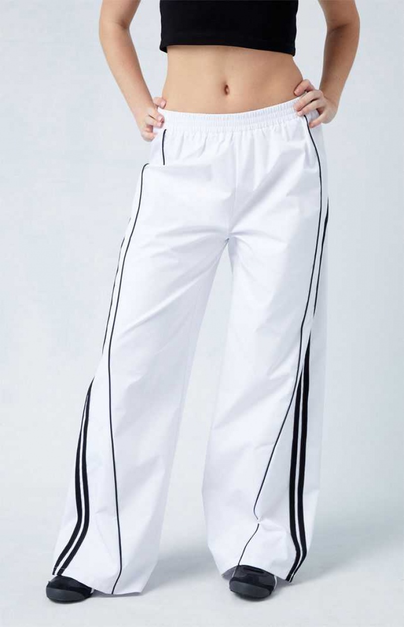 WHITE/BLACK PacSun Variegated Striped Track Pants | JPFDOWV-32