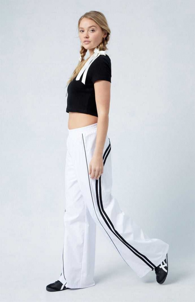 WHITE/BLACK PacSun Variegated Striped Track Pants | JPFDOWV-32