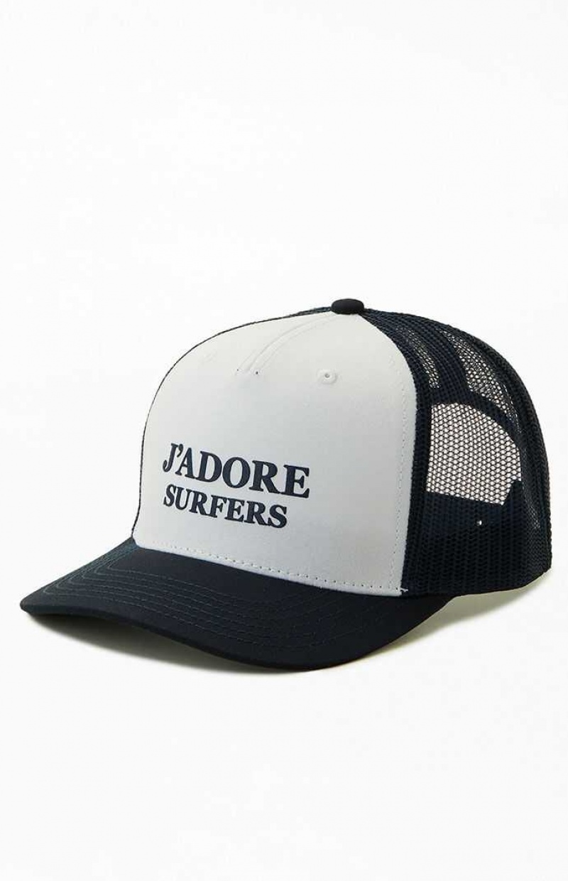 WHITE/BLUE PacSun J'Adore Surfers Trucker Hat | AENIBGV-65