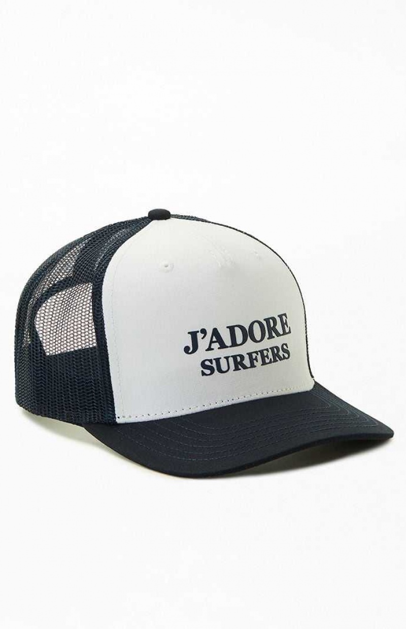 WHITE/BLUE PacSun J\'Adore Surfers Trucker Hat | AENIBGV-65