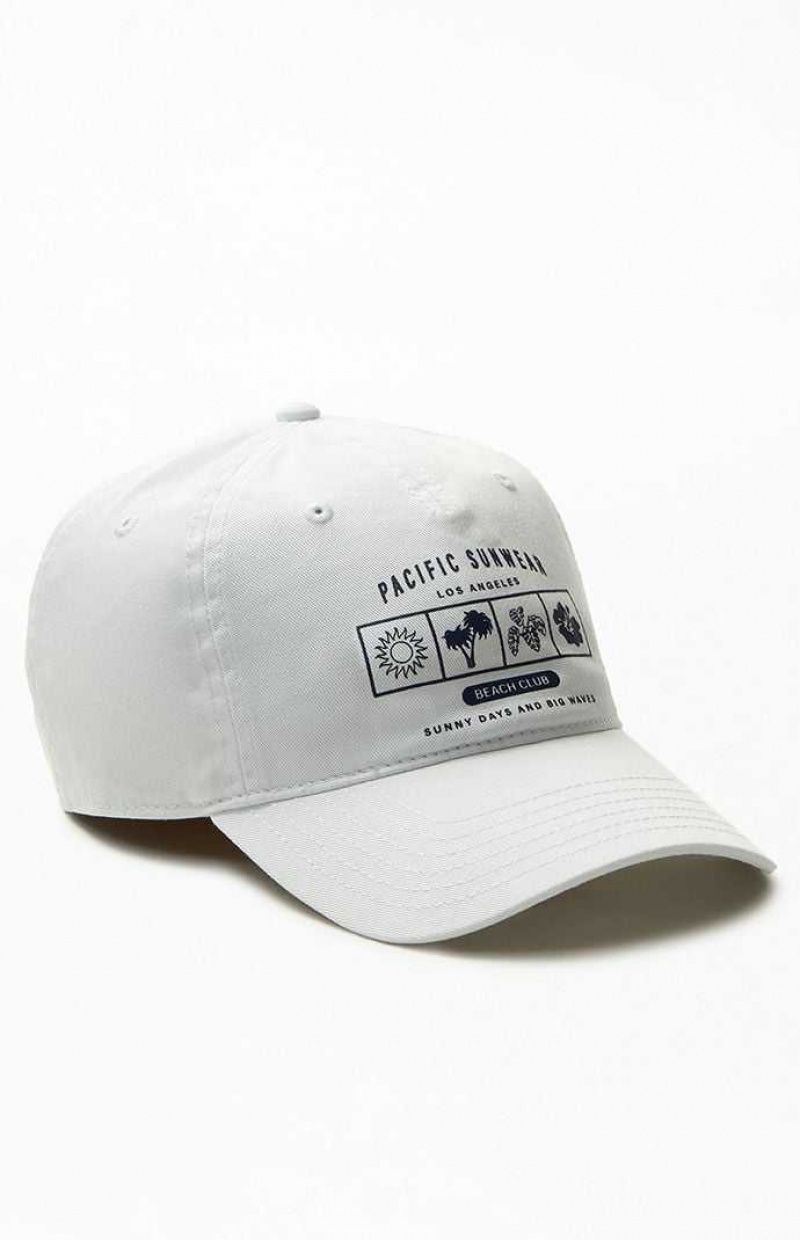 WHITE/BLUE PacSun Pacific Sunwear Tropical Strapback Hat | LFRDASB-14