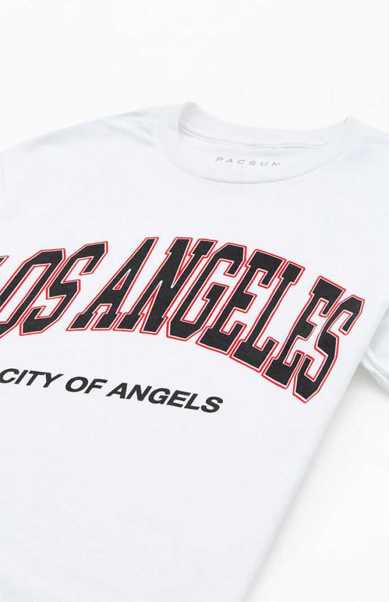 WHITE/RED PacSun Los Angeles College T-Shirt | IENURLF-36