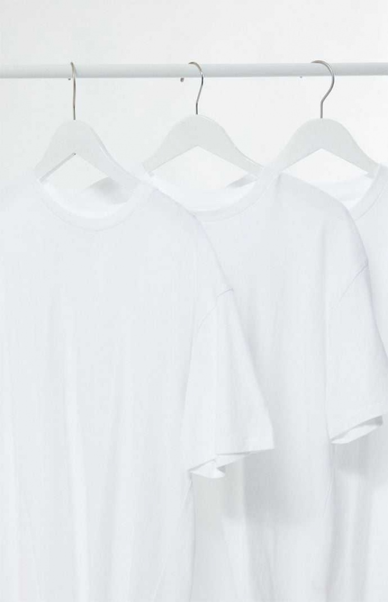 WHITE/WHITE/WHITE PacSun PS Basics 3 Pack White Reece Regular T-Shirts | QNTCYZJ-56