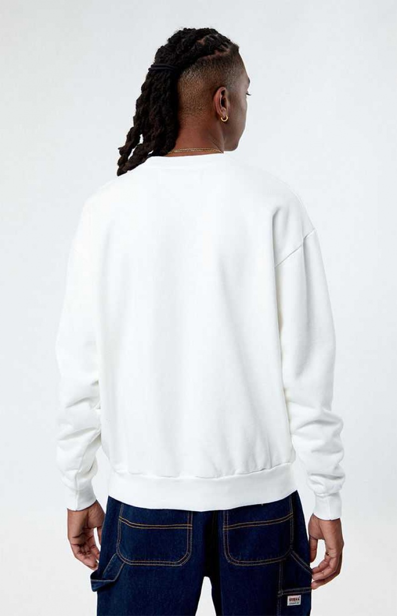 WHITE PacSun 1980 Block Badge Crew Neck Sweatshirt | DPTKLHG-14