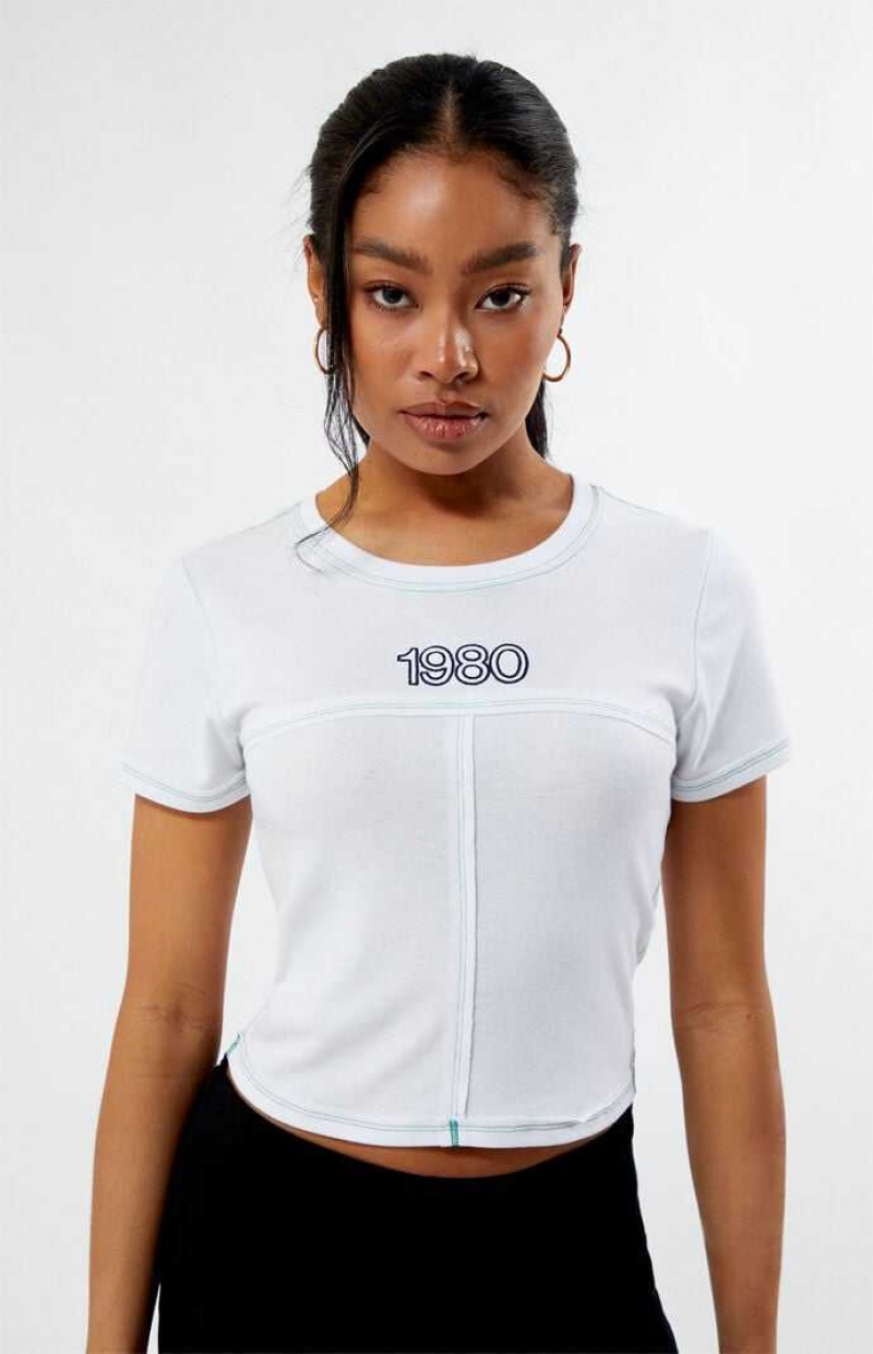 WHITE PacSun 1980 Seamed T-Shirt | WOHAJQL-20