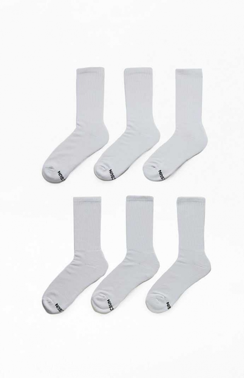 WHITE PacSun 6 Pack Basic Crew Socks | WEBSHYK-82