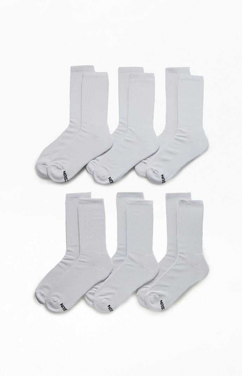 WHITE PacSun 6 Pack Basic Crew Socks | WEBSHYK-82