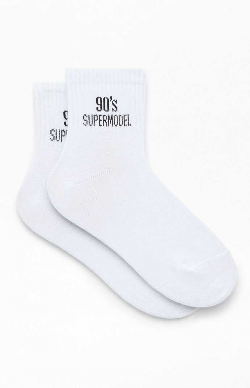 WHITE PacSun 90's Supermodel Crew Socks | HEFQMZL-69