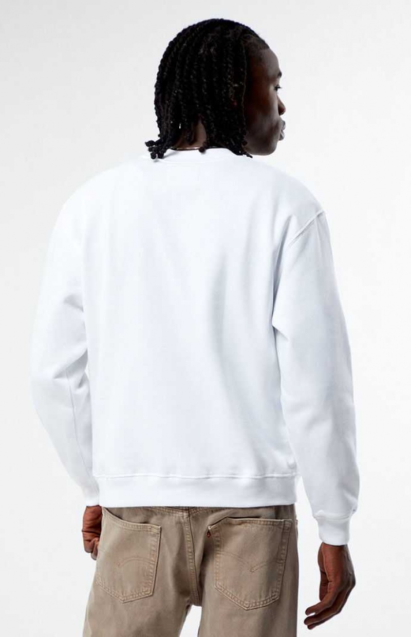 WHITE PacSun Aspen Embroidered Crew Neck Sweatshirt | BXHRAEF-51