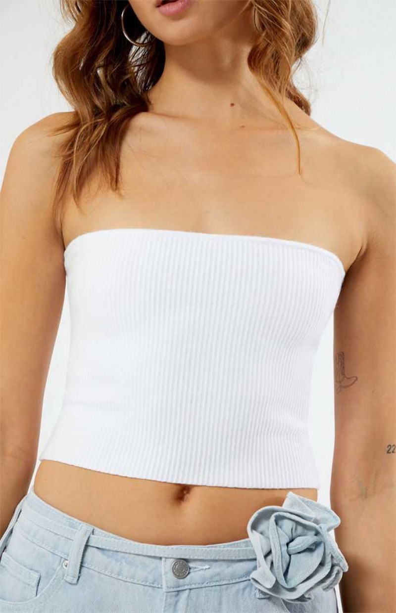 WHITE PacSun Basic Sweater Tube Top | UYNQZXO-52