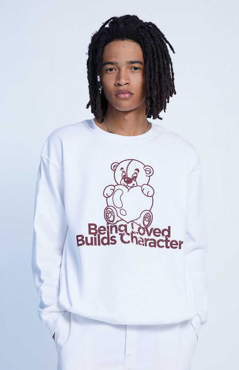 WHITE PacSun Being Loved Crew Neck Sweatshirt | SFBINYG-28