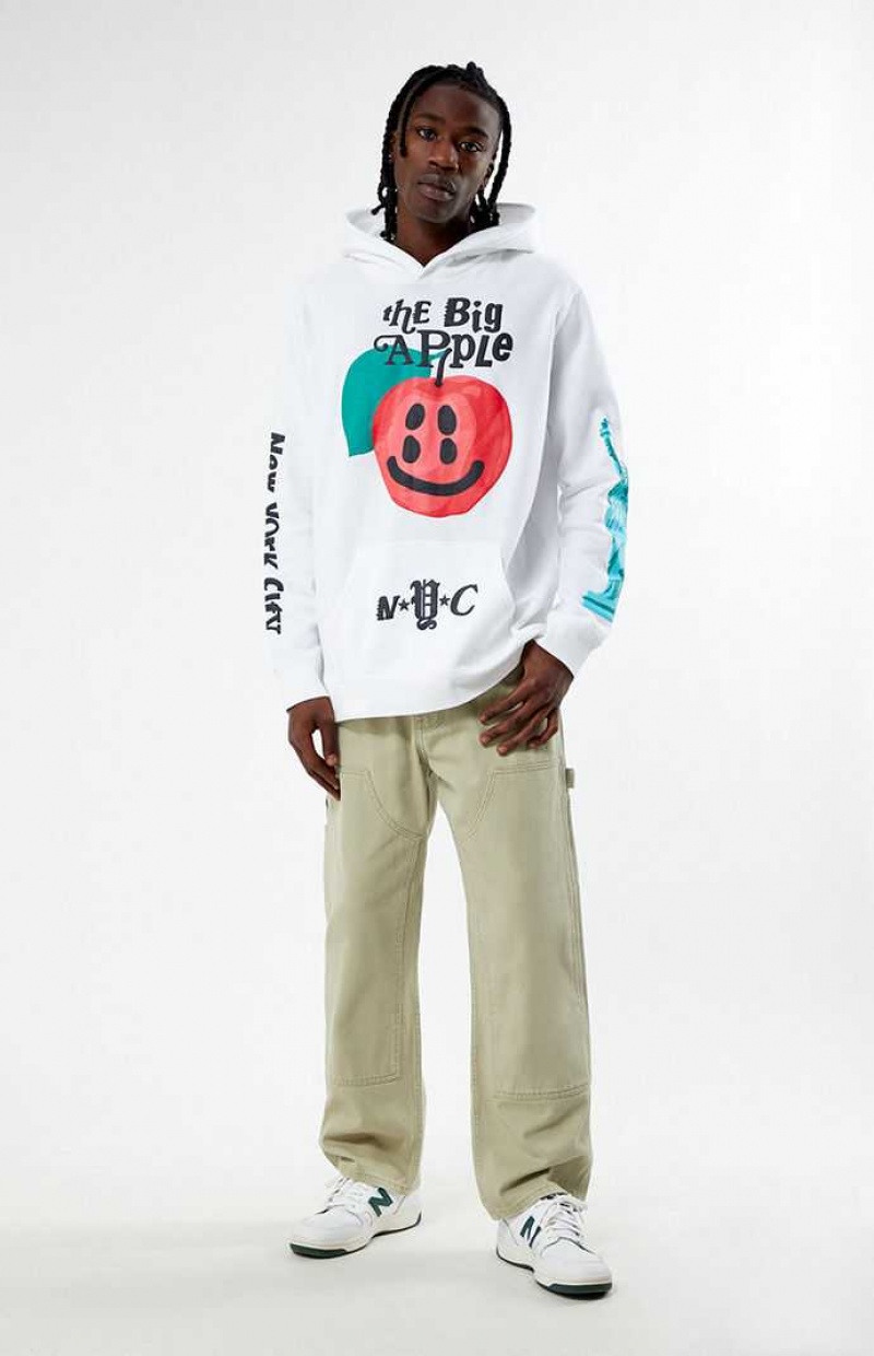 WHITE PacSun Big Apple Puff Hoodie | HQZXGVJ-31