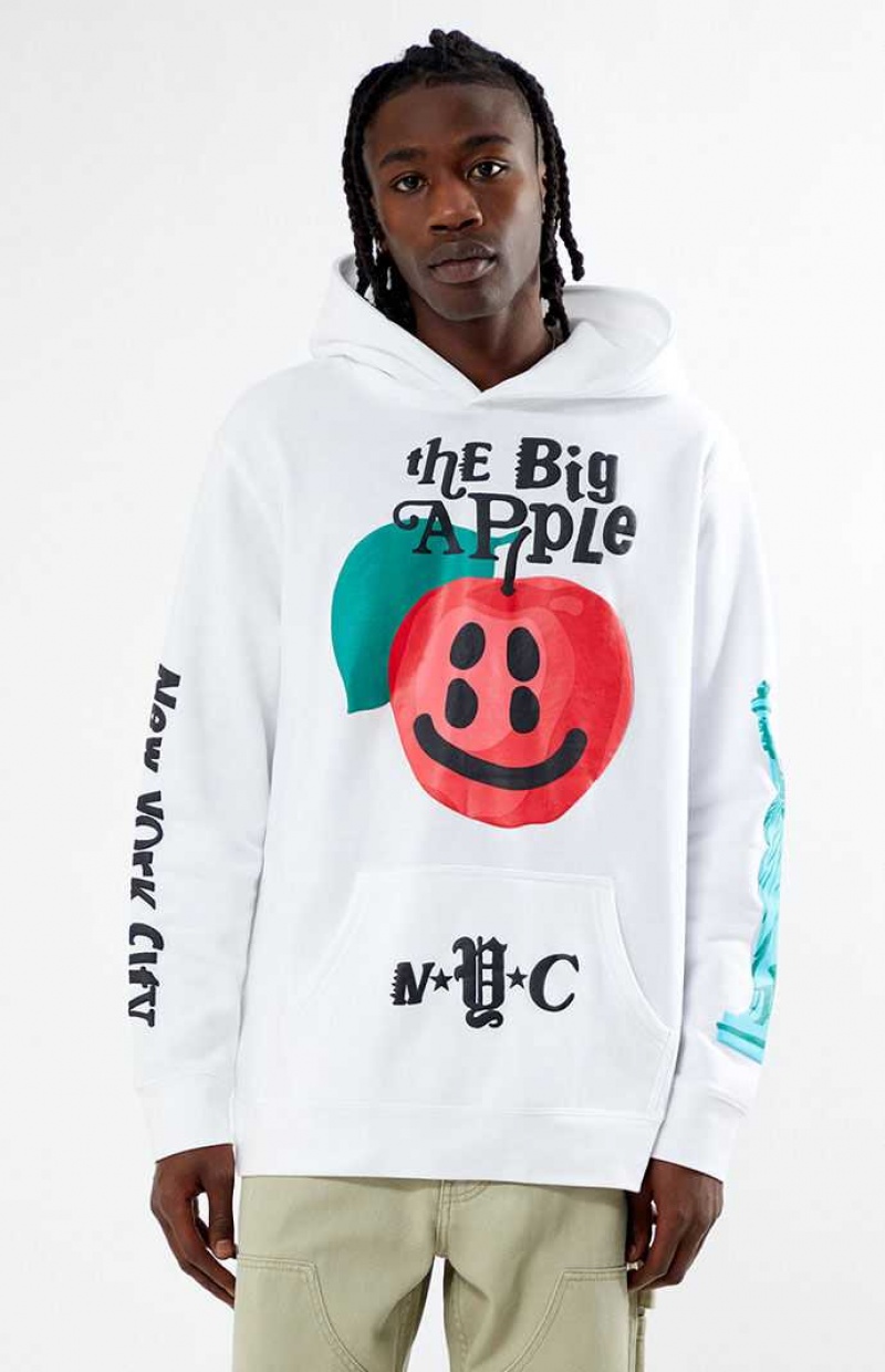 WHITE PacSun Big Apple Puff Hoodie | HQZXGVJ-31